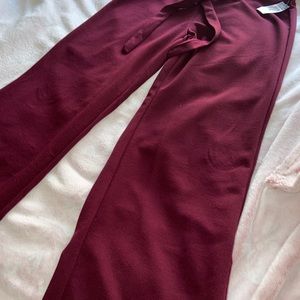 Burgundy bell bottom flared casual pants